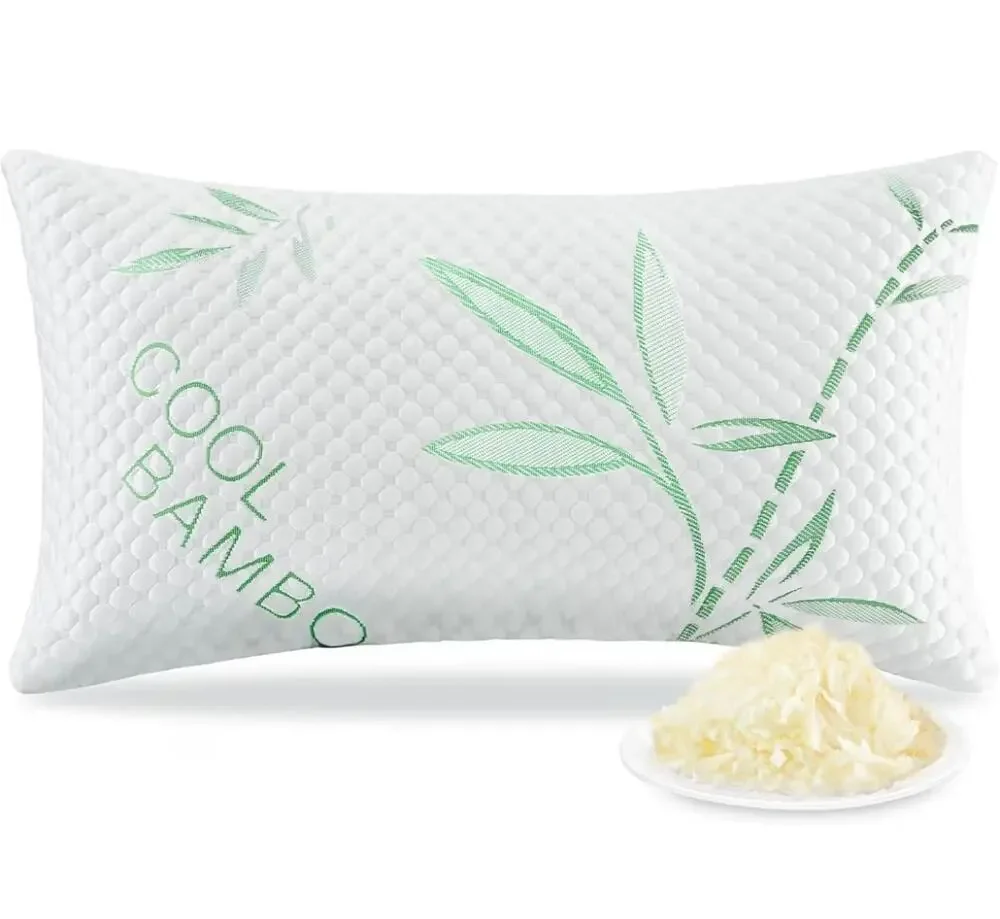 Shredded Memory Foam Pillow, Cooling King Size Adjustable Firm Bamboo Pillow